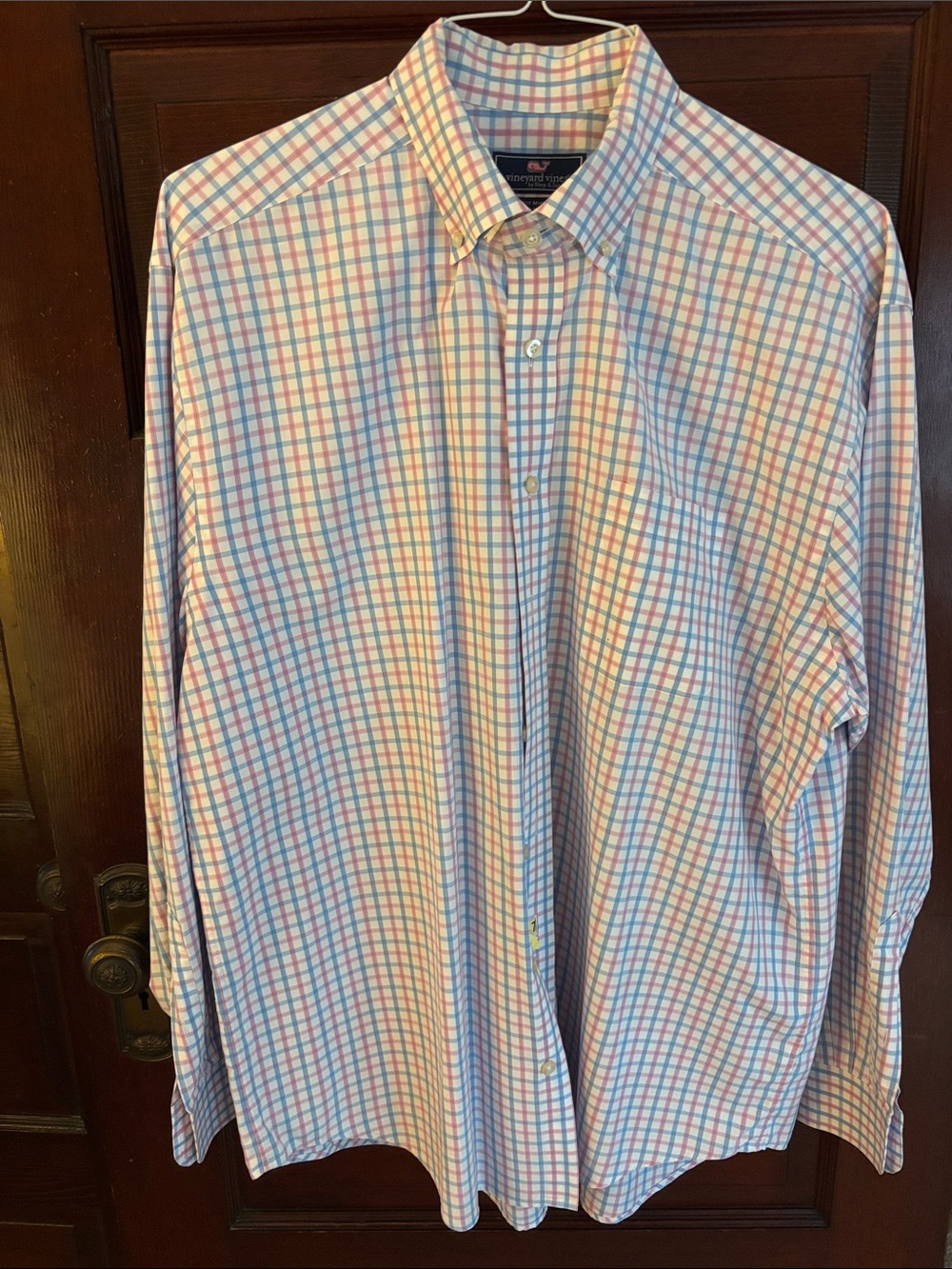 Vineyard Vines Blue and Pink Windowpane Dress Shirt